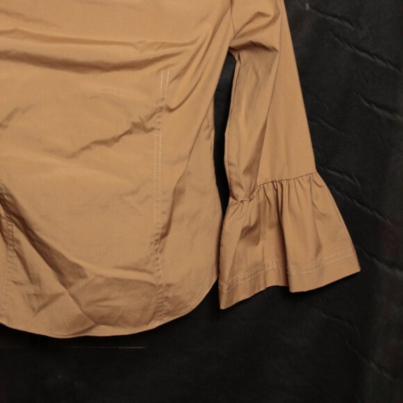 Veronica Beard Tan Button Up Bell Sleeves 00 - Picture 8 of 10